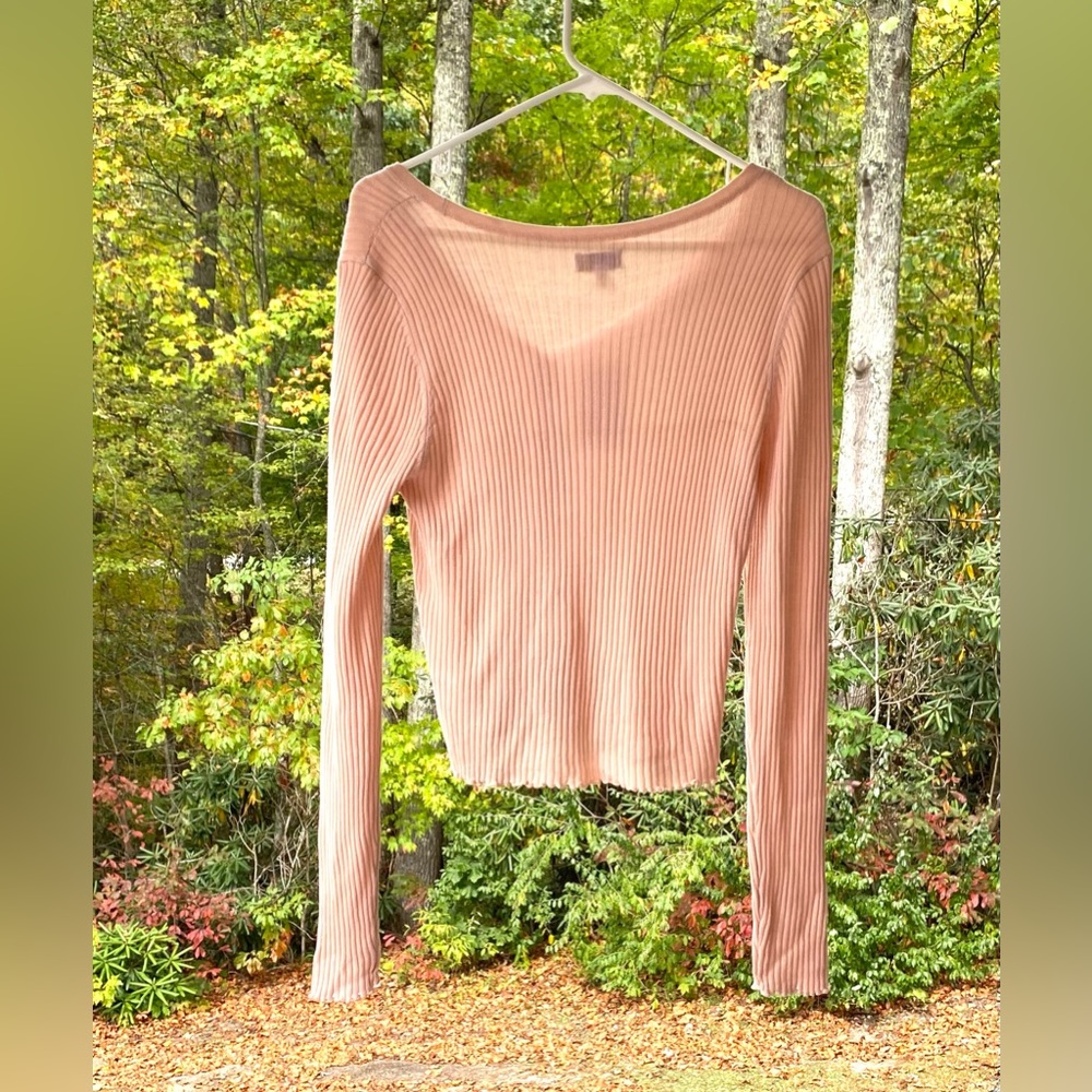 SO Women’s Cropped Cardigan Acrylic Ribbed Sweater Long Sleeve Size Large - Picture 4 of 15